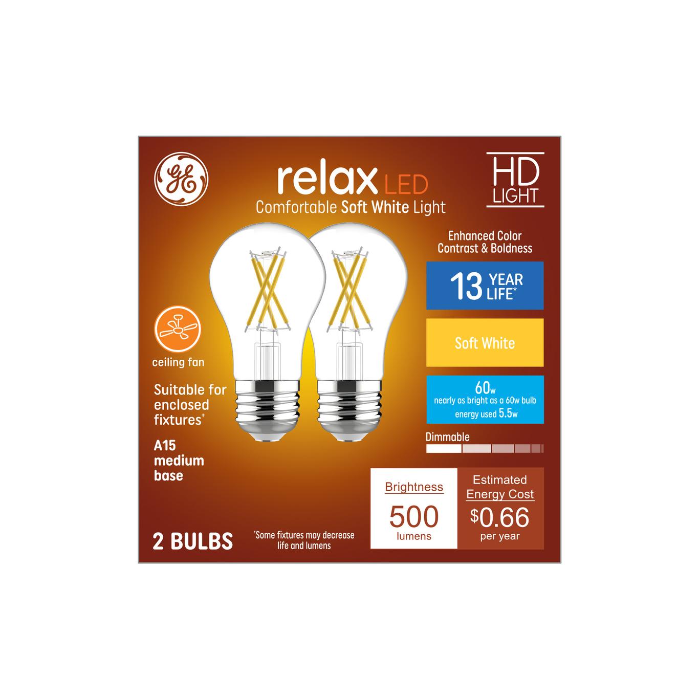 Ge Relax Hd A15 Led Light Bulbs Ceiling Fan Lights 60 Watt