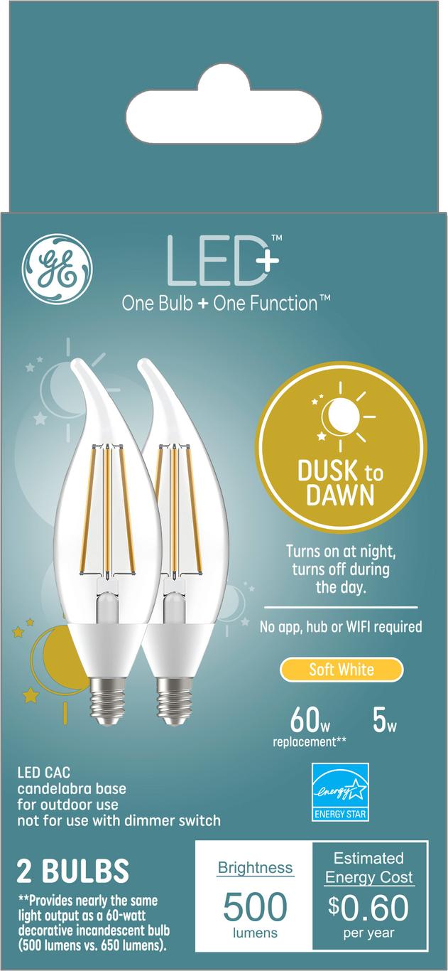 GE LED+ Dusk to Dawn Light Bulbs, Sunlight Sensing Outdoor Security LED