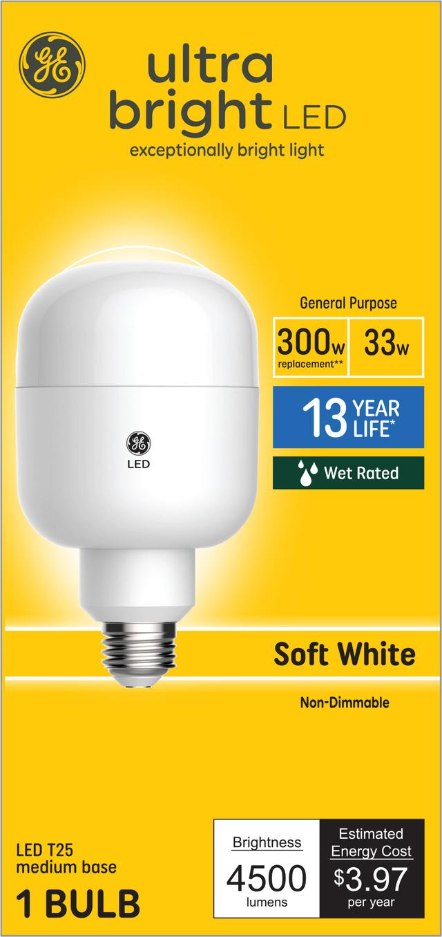 GE Ultra Bright LED 300 Watt Replacement Soft White T25 General