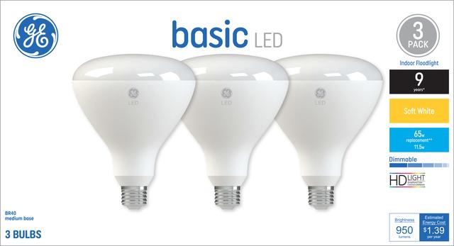 GE Basic LED 65 Watt Replacement Soft White BR30 Indoor