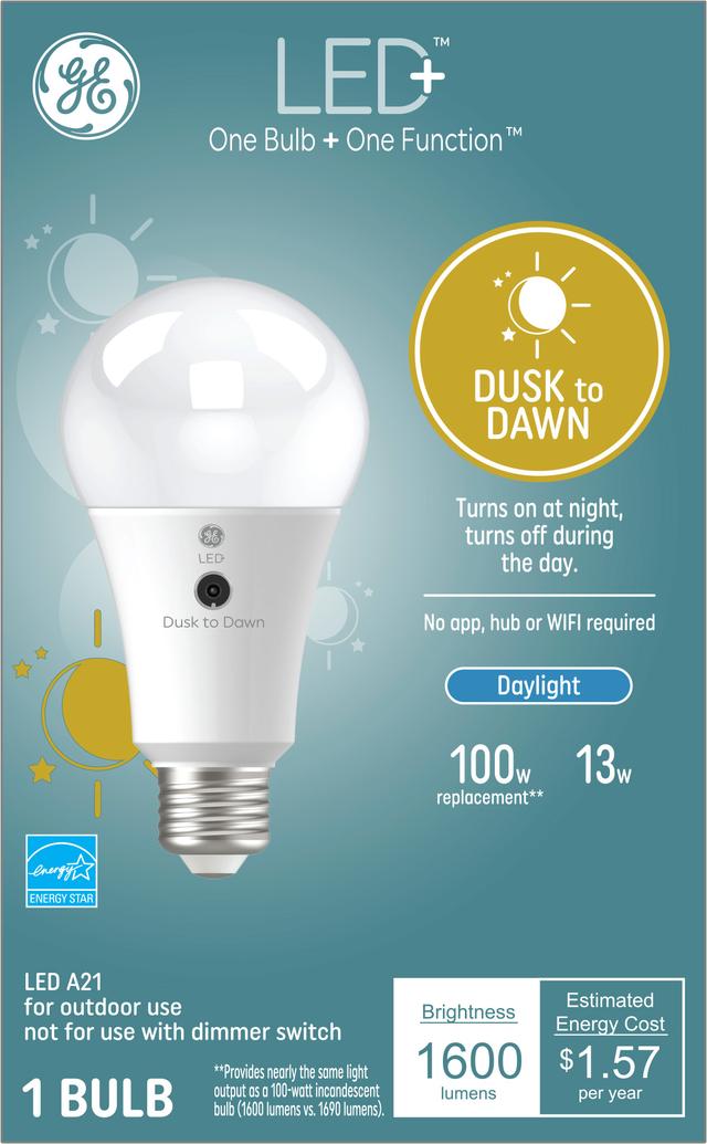 GE LED Dusk to Dawn Light Bulb Sunlight Sensing Outdoor Security