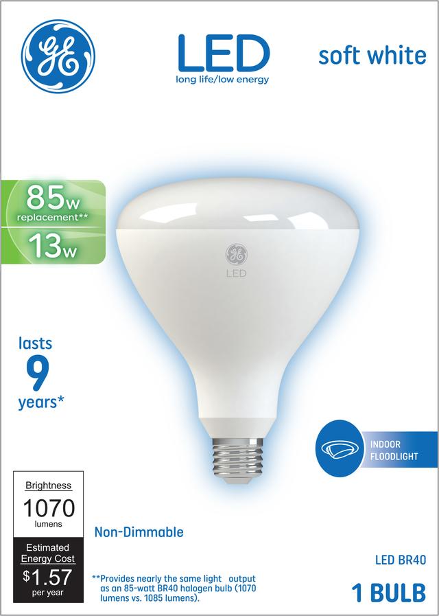 GE Basic LED 85 Watt Replacement Soft White BR40 Indoor