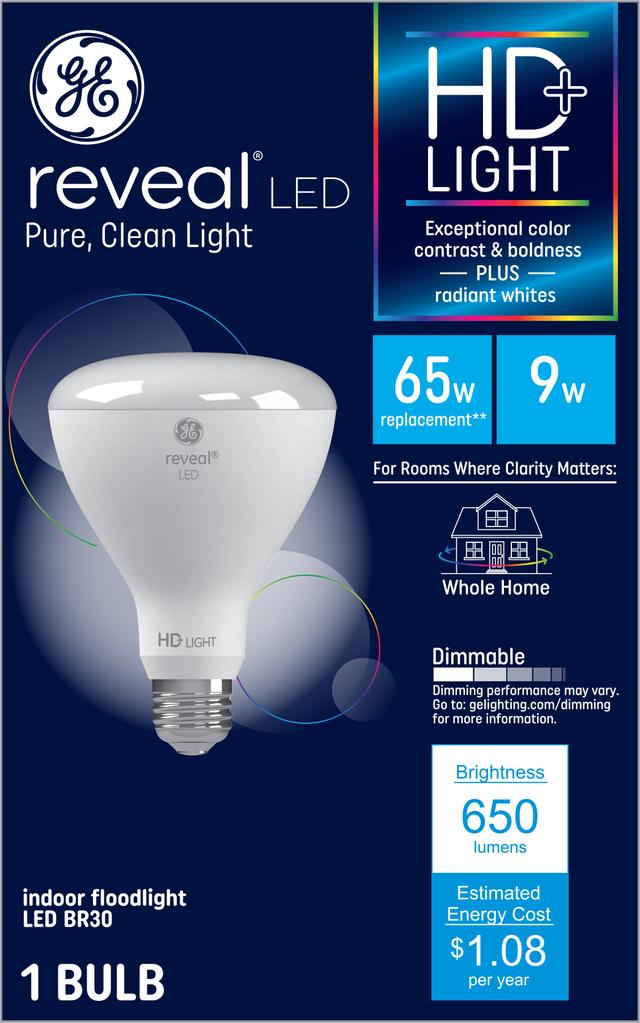 general electric 2pk 65w br30 led light bulb radiant white