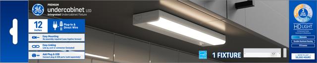 GE Undercabinet LED 3-Color 8W LED Plug-in & Direct Wire 12in Linkable Integrated Light Fixture