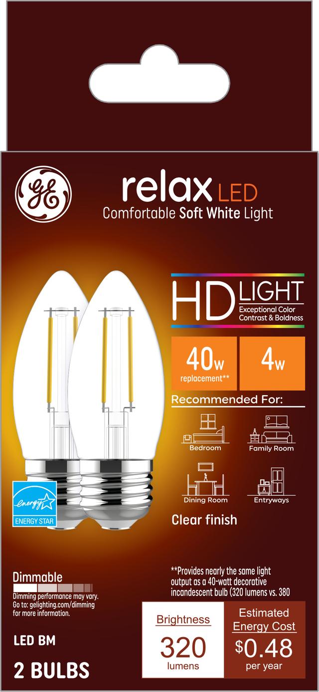 GE Relax HD LED 40 Watt Replacement Soft White B11 Deco Candle