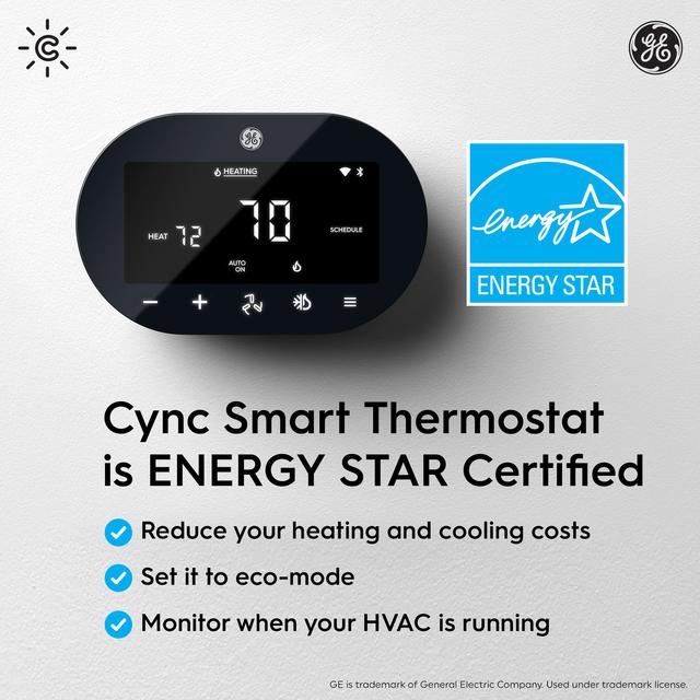 GE CYNC Smart Thermostat, ENERGY STAR Certified, Programmable Wi-Fi  Thermostat, Works with Alexa and Google Home (1 Pack)