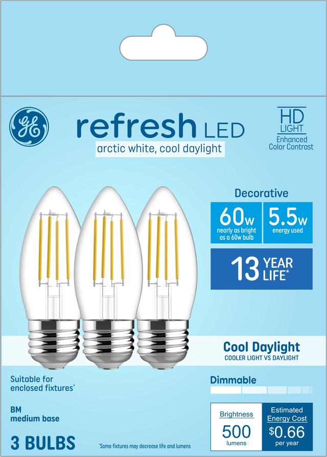 GE Refresh HD LED 60 Watt Replacement Cool Daylight B11 Deco