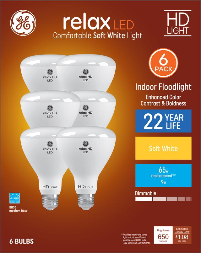 GE Relax HD LED 65 Watt Replacement Soft White BR30 Indoor