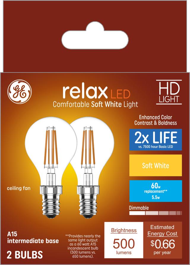 GE Relax HD LED 60 Watt Replacement Soft White A15 Ceiling Fan