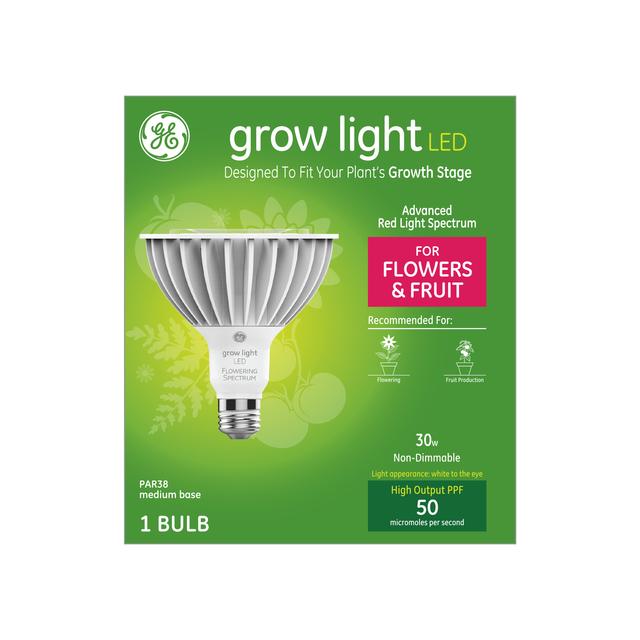 GE Grow LED Light Bulbs for Fruits and Flowers, PAR38 Bulb, 30 Watts (1 Pack)