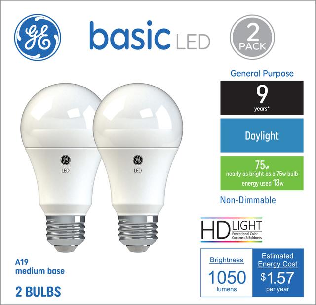 GE Basic LED 75 Watt Replacement Daylight A19 General Purpose