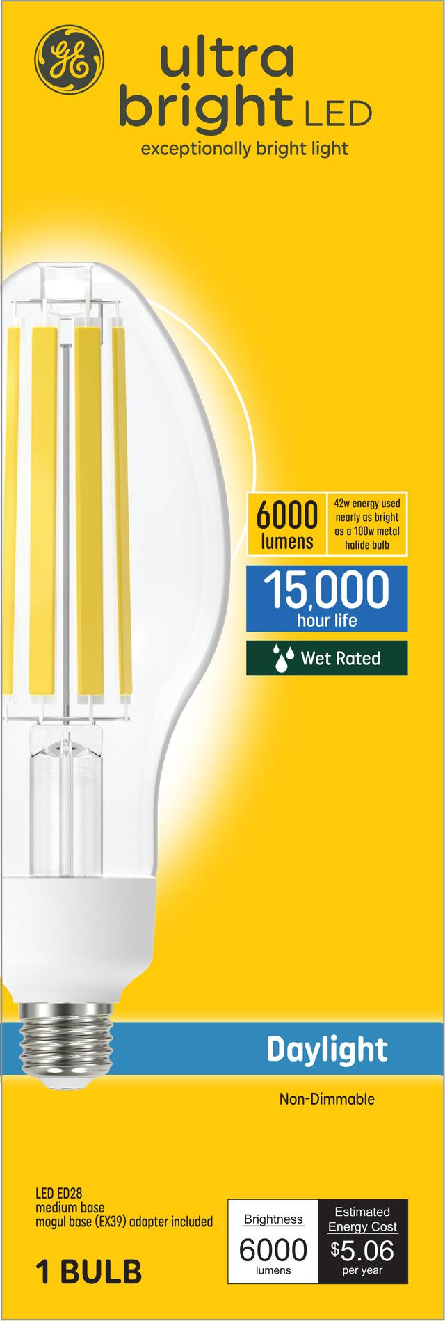 GE Ultra Bright LED 350 Watt Replacement Daylight ED28 HID Bulb