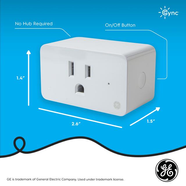 GE CYNC Indoor Smart Plug, Works with Alexa and Google Assistant, Bluetooth  and Wi-Fi Enabled (