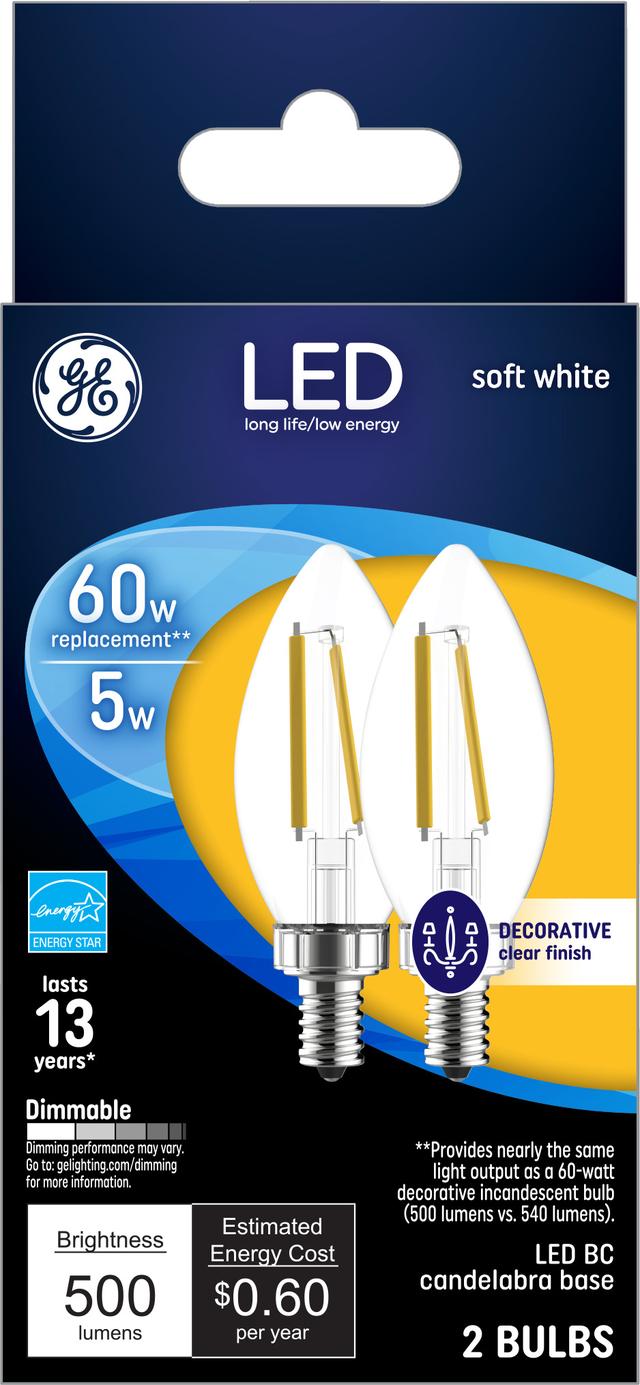 GE Classic LED 60 Watt Replacement Soft White B11 Deco Candle