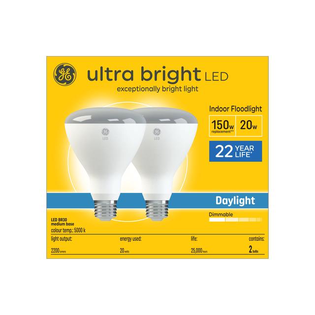 GE Ultra Bright LED 150 Watt Replacement, Daylight, BR30 Indoor ...