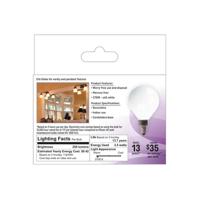 GE Classic LED 25 Watt Replacement Soft White G16.5 Vanity