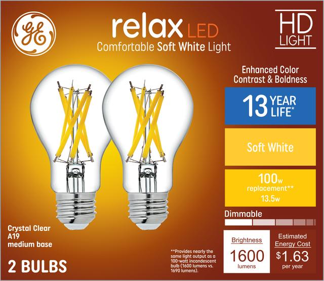 GE Relax HD LED 100 Watt Replacement Soft White A19 General