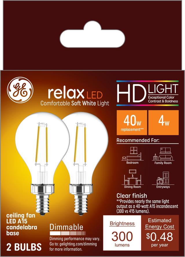 GE Relax HD LED 40 Watt Replacement Soft White A15 Ceiling Fan