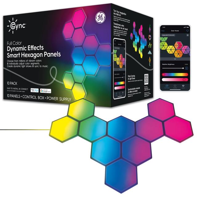 GE CYNC Dynamic Effects Full Color Smart Hexagon Panels Works