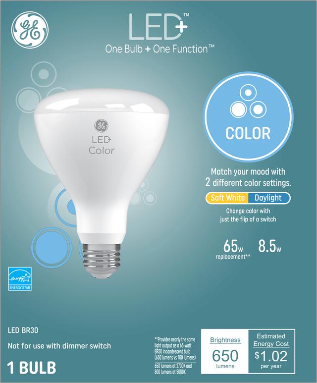 GE LED Color Changing LED Light Bulb BR30 Indoor Floodlight