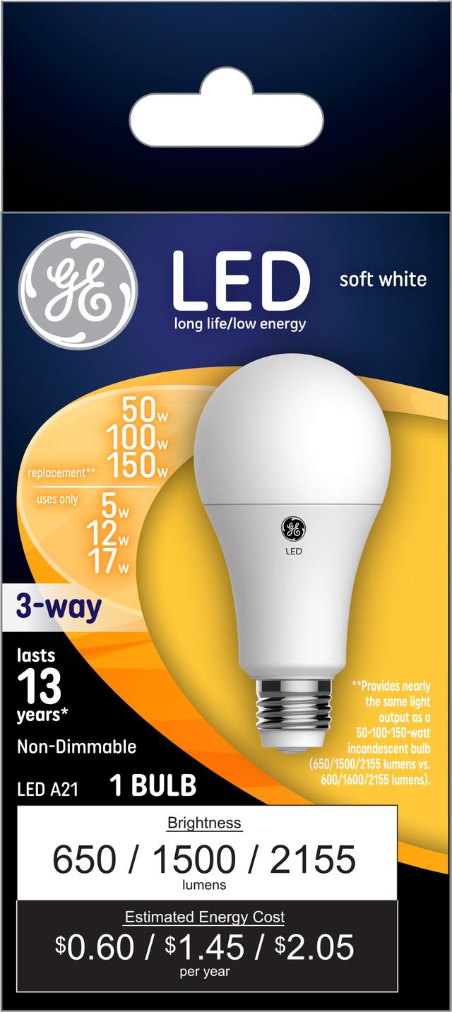 GE Classic LED 150 100 50 Watt Replacement Soft White A21 3 Way