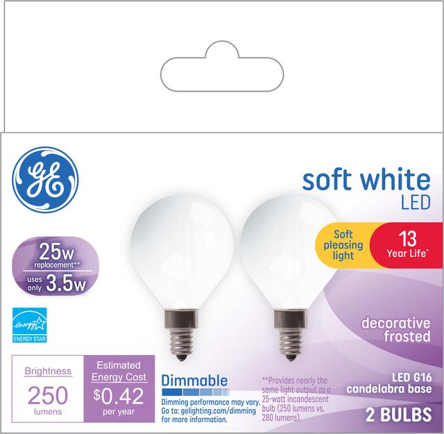 GE Classic LED 25 Watt Replacement Soft White G16.5 Vanity