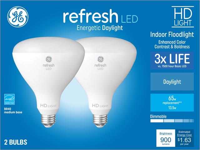 GE Refresh HD LED 65 Watt Replacement, Daylight, BR40 Indoor