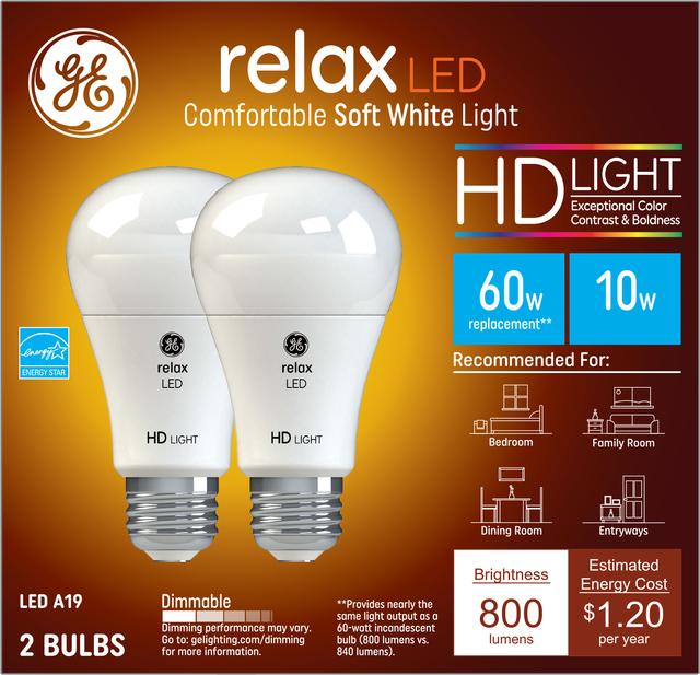 GE Relax HD LED 60 Watt Replacement Soft White A19 General