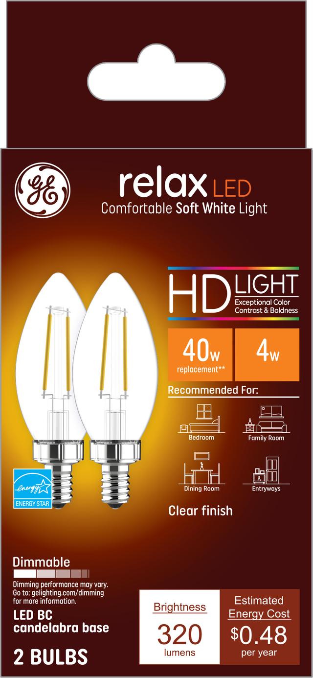 GE Relax HD LED 40 Watt Replacement Soft White B11 Deco Candle