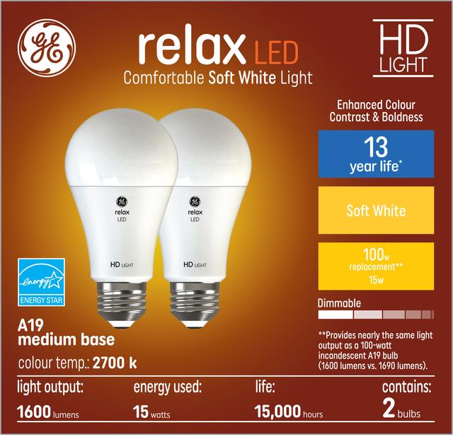 GE Relax HD LED 100 Watt Replacement Soft White A19 General