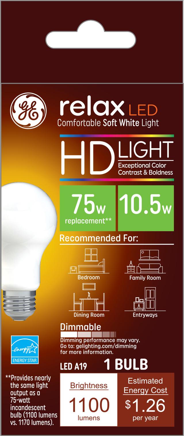 GE Relax HD LED 75 Watt Replacement Soft White A19 General