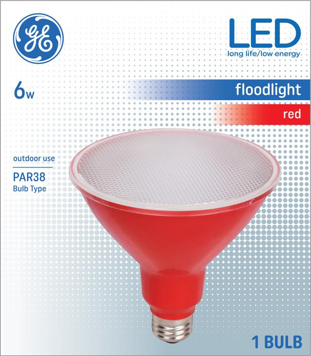 GE Classic LED Red Light PAR38 Outdoor Floodlight Bulbs 1 Pack