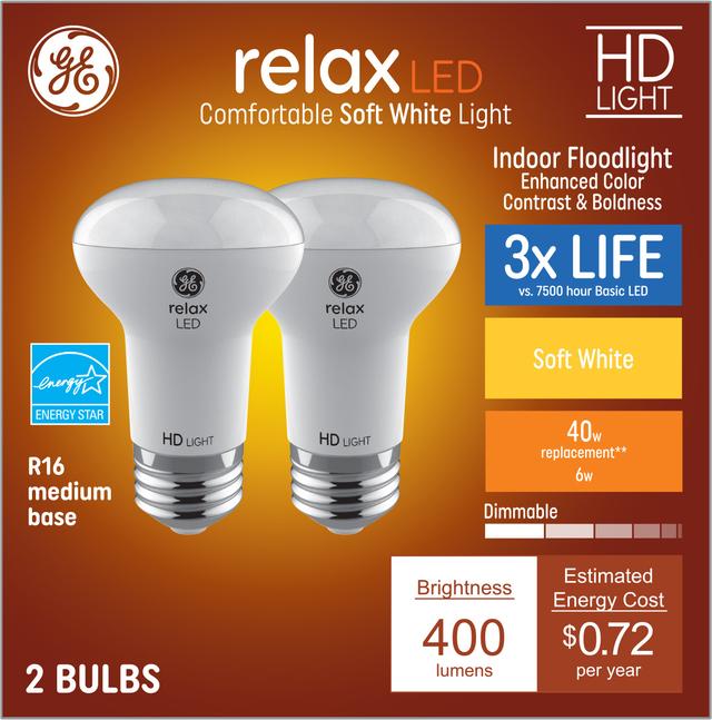 GE Relax HD LED 40 Watt Replacement Soft White R16 Indoor