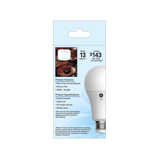 GE Classic LED 150 100 50 Watt Replacement Daylight A21 3 Way