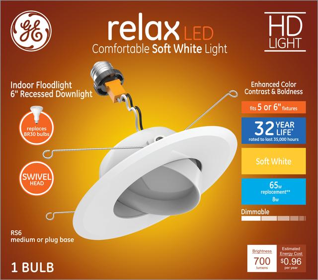 GE Relax LED Recessed Downlight Fixture 65 Watt Replacement 6