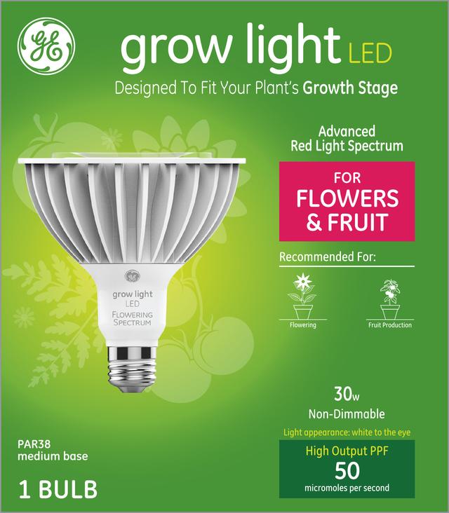 GE Grow LED Light Bulbs for Fruits and Flowers PAR38 Bulb 30