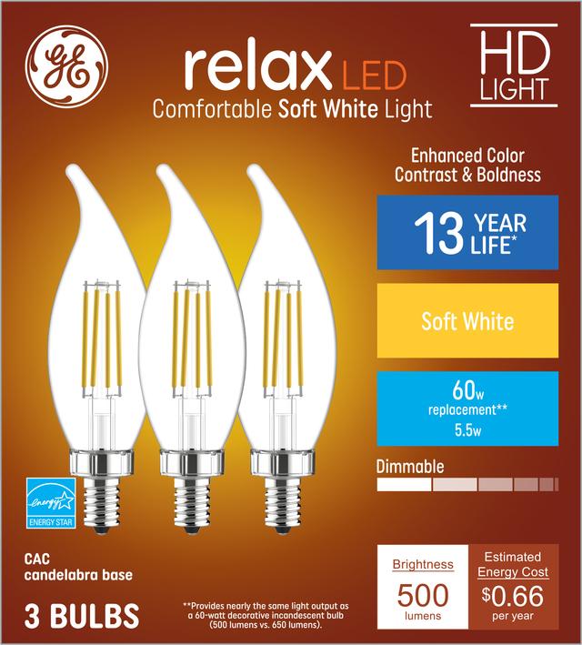 GE Relax HD LED 60 Watt Replacement Soft White CA11 Deco