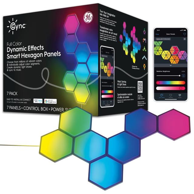 GE CYNC Dynamic Effects Full Color Smart Hexagon Panels, Works