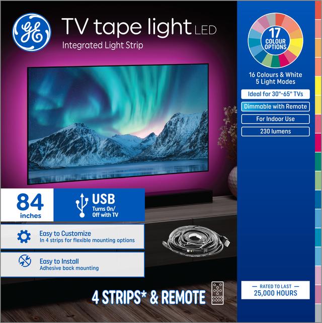 GE Color Changing RGBW 3W LED Television Tape Light Strip Kit 1 Pack