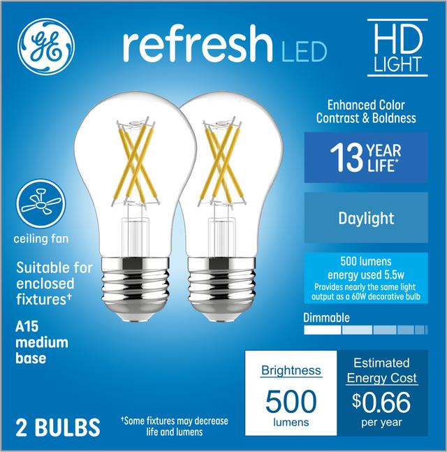 GE Refresh HD LED 60 Watt Replacement Daylight A15 Ceiling Fan