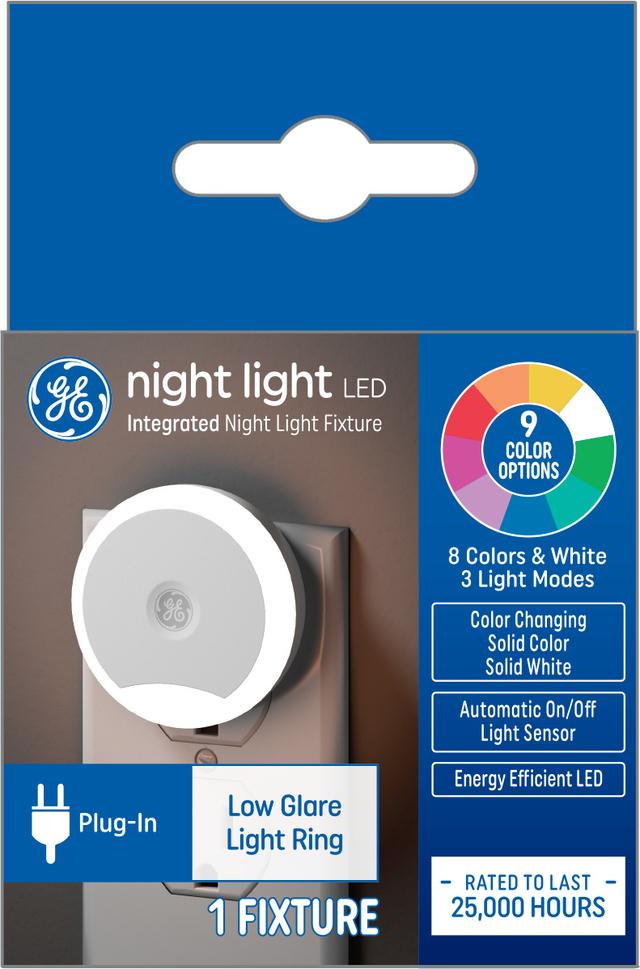 GE Night Light LED Ring Color Changing Decorative Plug in Fixture