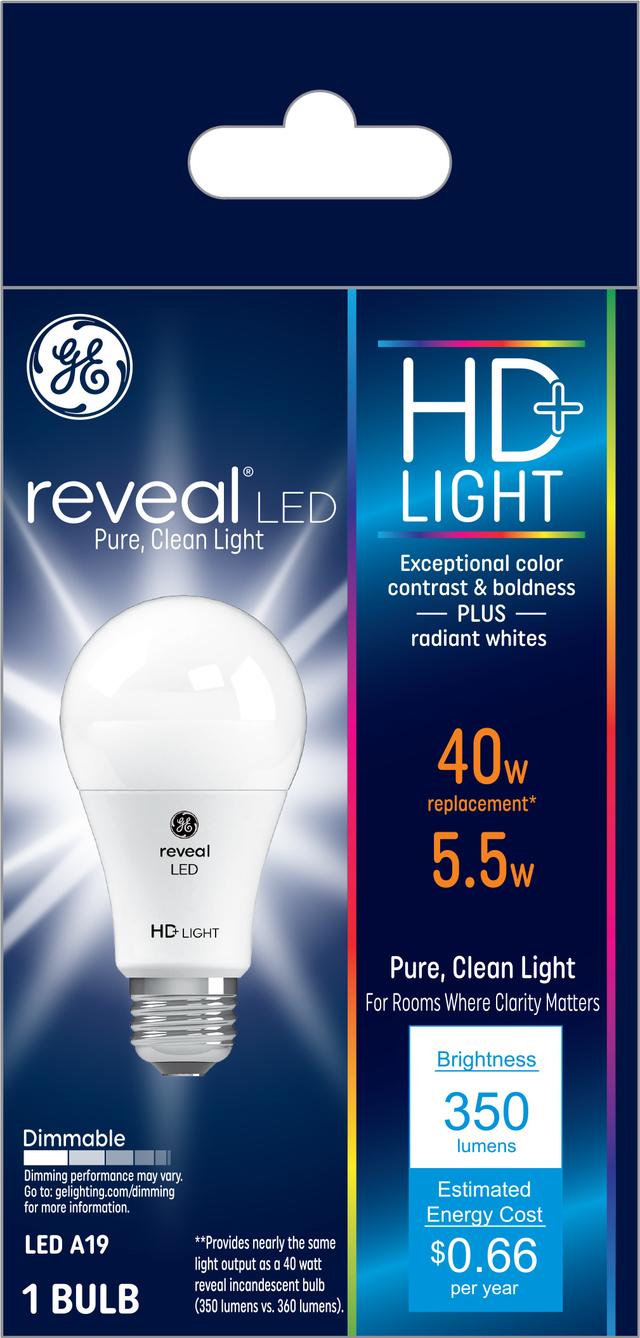 GE Reveal HD+ LED 40 Watt Replacement, Reveal, A19 General Purpose Bulb ...