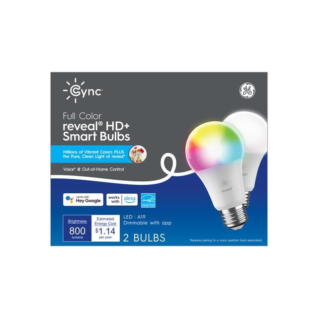 GE Cync reveal® A19 Smart LED Light Bulbs, Color Changing WiFi Lights ...