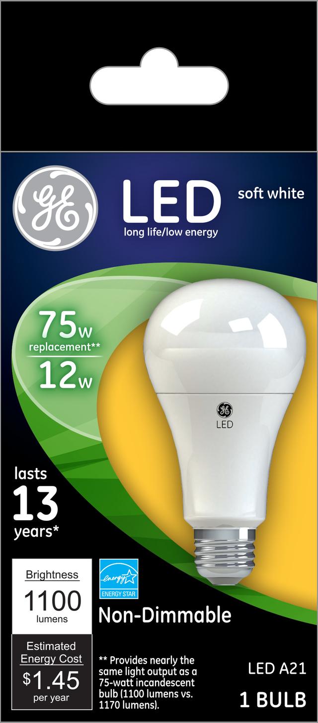 GE Bombillas LED regulables, A21 de uso general (bombillas LED de repuesto  de 75 vatios), 1100 lúmenes, bombillas de base media, luz diurna, paquete