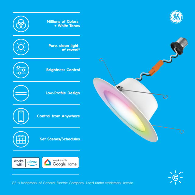 GE Cync Reveal® Smart LED Recessed Downlight Fixtures, Color Changing ...