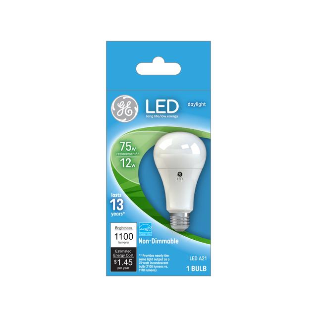 GE LED Light Bulb, 75 Watt Replacement, Daylight, A21 General Purpose Bulbs (1 Pack)