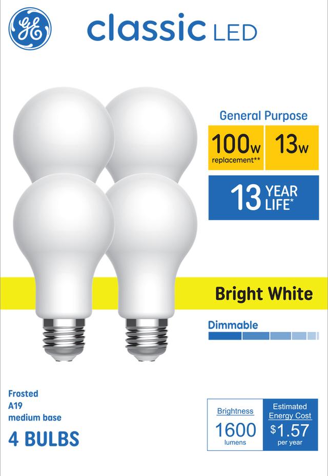 GE Classic LED 100 Watt Replacement Bright White A19 General