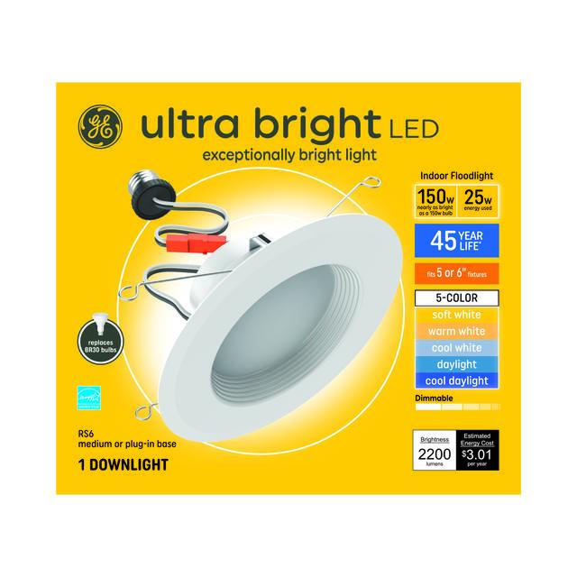 GE Ultra Bright LED 150 Watt Replacement, Soft White, RS48 (RS6) Recessed Downlight Bulb (1 Pack)