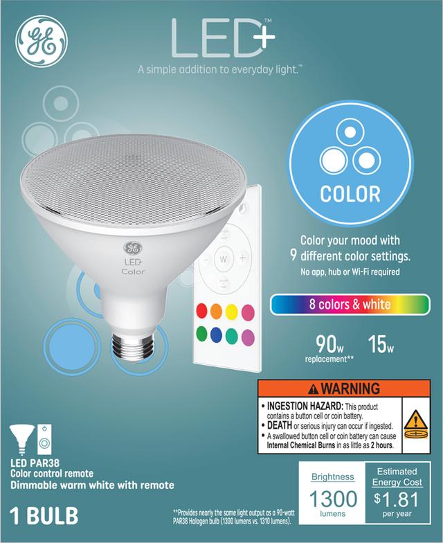 GE LED Color Bulb and Color Changing LED Outdoor Floodlight PAR38