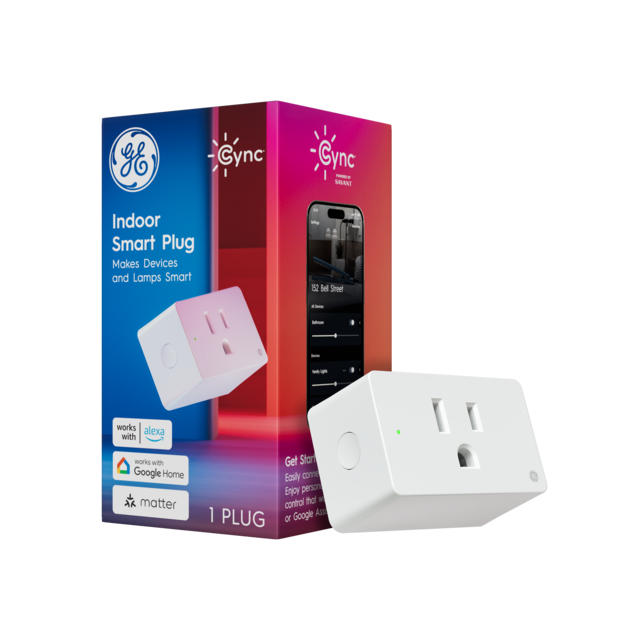 GE Cync Indoor Smart Plug, Smart Outlet Control, WiFi Outlet, Matter Compatible, Works with Alexa and Google Home